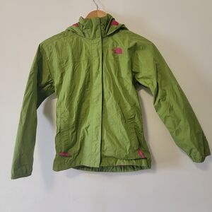 The North Face Green Hooded Jacket with Pink Accents